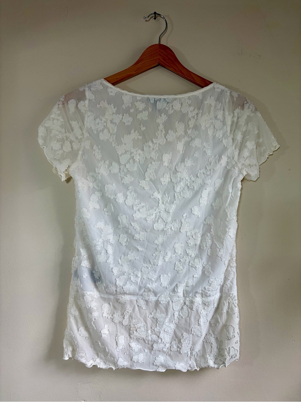 Rag & Bone White Ivory Lace Short Sleeve Casual Top Size Small Petite - Picture 7 of 7